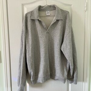 TNA Boyfriend Style Polo Gray Sweater
